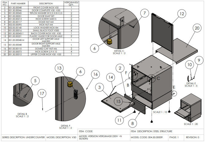 Horeca Parts - Geschirrspüler 50x50, manuell Hendi 230220 (Vergina 50)