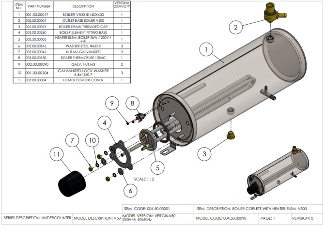 Horeca Parts - Dishwasher 50x50, manual Hendi 230220 (Vergina 50)