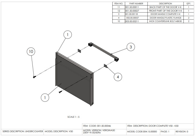 Horeca Parts - Dishwasher 50x50, manual Hendi 230220 (Vergina 50)