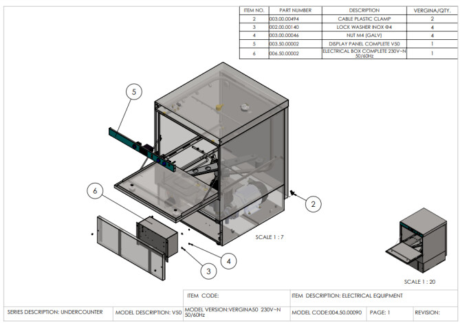 Horeca Parts - Dishwasher 50x50, manual Hendi 230220 (Vergina 50)