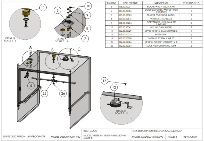 Horeca Parts - Zmywarka do naczyń 50x50, manualna Hendi 230220 (Vergina 50)