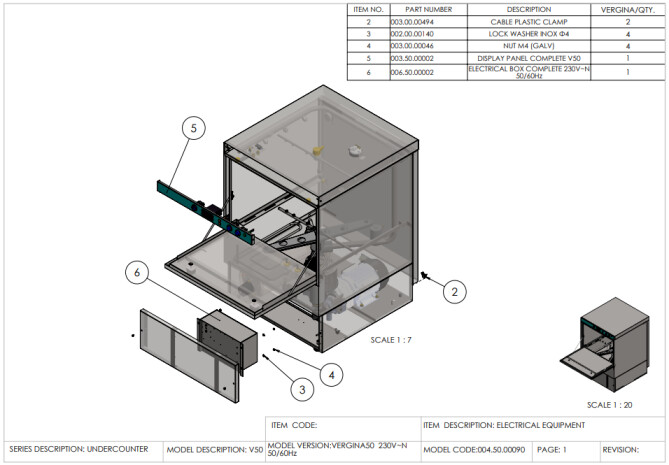 Horeca Parts - Dishwasher Gastronomic Hendi 230237 (Vergina 50)