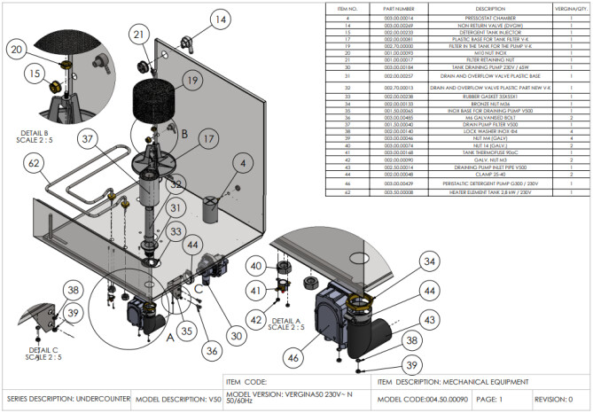 Horeca Parts - Geschirrspüler 50x50, manuell, mit Spülmittelspender und Ablaufpumpe Hendi 230251 (Vergina 50)