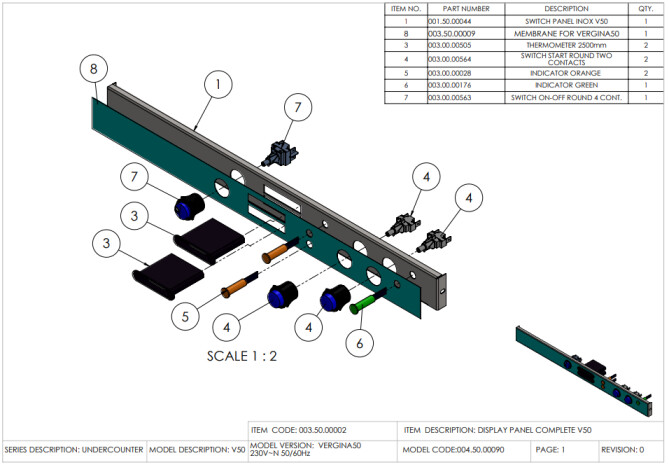 Horeca Parts - Dishwasher 50x50, manual, with detergent dispenser and drain pump Hendi 230251 (Vergina 50)