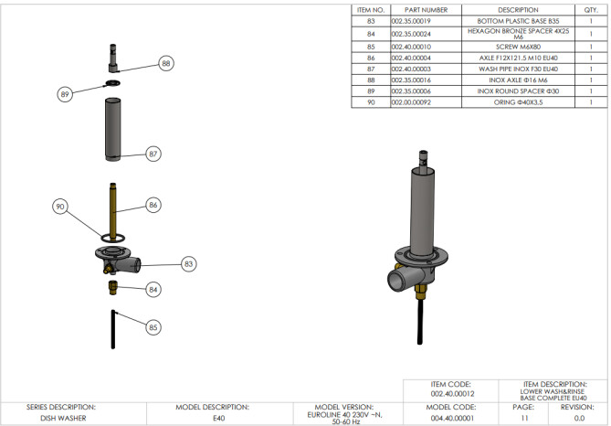 Horeca Parts - Myčka skla 40x40, ruční Hendi 230299 (Euroline 40)