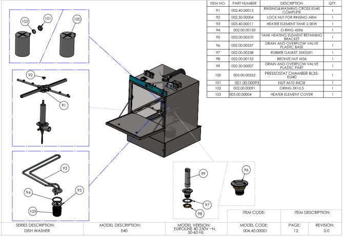 Horeca Parts - Zmywarka do szkła 40x40, manualna Hendi 230299 (Euroline 40)