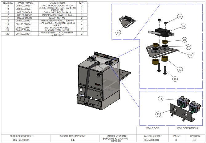 Horeca Parts - Zmywarka do szkła 40x40, manualna Hendi 230299 (Euroline 40)