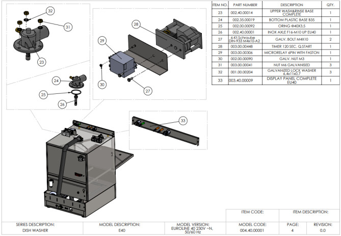 Horeca Parts - Gläserspülmaschine 40x40, manuell Hendi 230299 (Euroline 40)