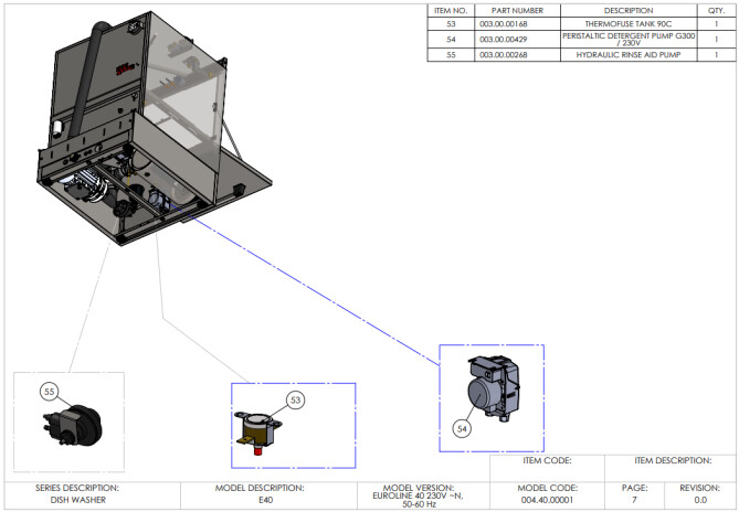 Horeca Parts - Glass dishwasher 40x40, manual Hendi 230299 (Euroline 40)