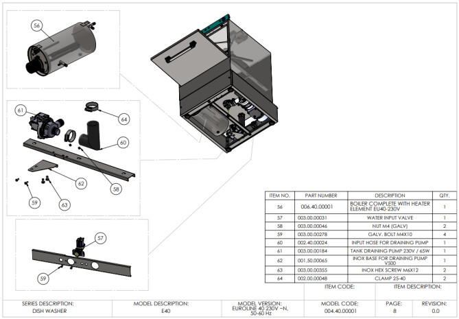 Horeca Parts - Zmywarka do szkła 40x40, manualna Hendi 230299 (Euroline 40)