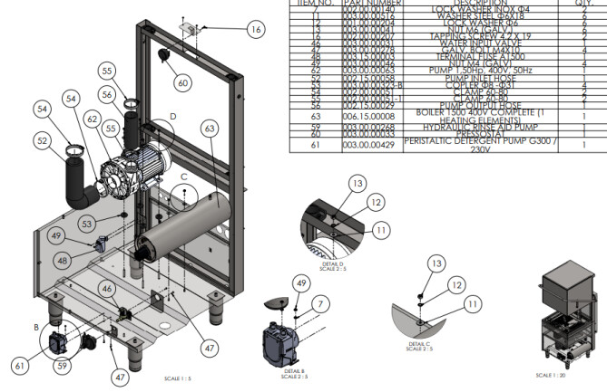 Horeca Parts - Hooded dishwasher, manual Hendi 230312 (Turbo 1500)