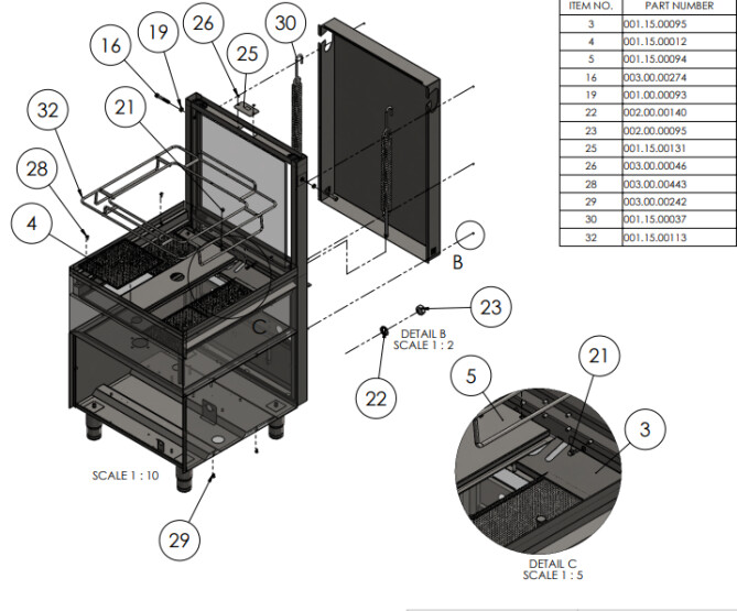 Horeca Parts - Myčka nádobí s kapotou, ruční Hendi 230312 (Turbo 1500)