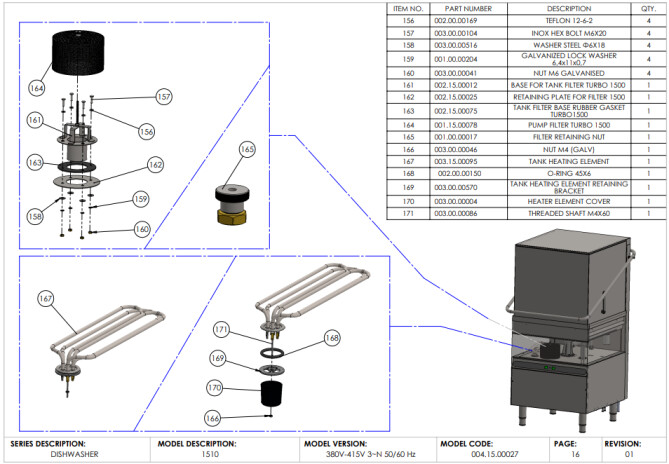 Horeca Parts - Myčka nádobí s kapucí 50x50, elektronická Hendi 231340 (A1510)