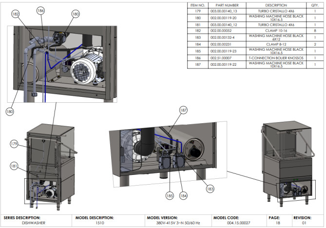 Horeca Parts - Zmywarka kapturowa do naczyń 50x50, elektroniczna Hendi 231340 (A1510)