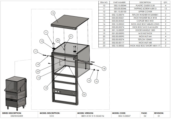 Horeca Parts - Hooded dishwasher 50x50, electronic Hendi 231340 (A1510)