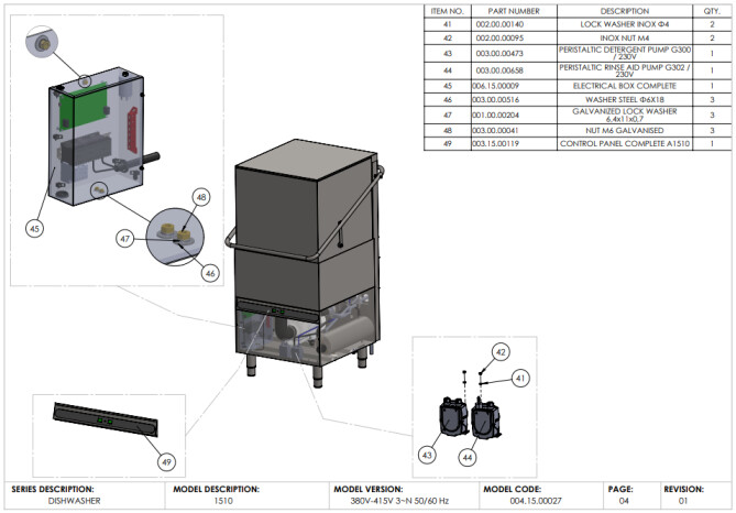 Horeca Parts - Zmywarka kapturowa do naczyń 50x50, elektroniczna Hendi 231340 (A1510)