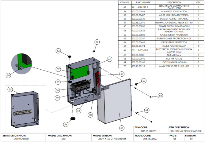 Horeca Parts - Hooded dishwasher 50x50, electronic Hendi 231340 (A1510)