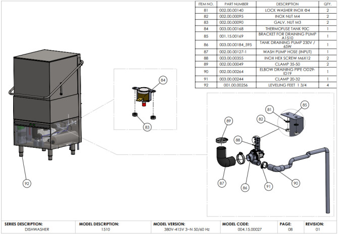 Horeca Parts - Hooded dishwasher 50x50, electronic Hendi 231340 (A1510)