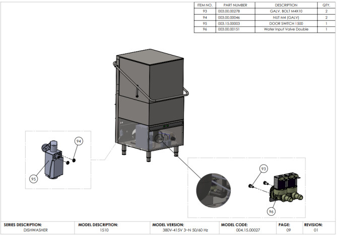 Horeca Parts - Hooded dishwasher 50x50, electronic Hendi 231340 (A1510)