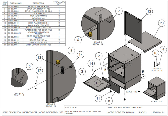 Horeca Parts - Geschirrspüler 50x50, manuell 400V, mit Spülmittelspender Hendi 233030 (Vergina 50)