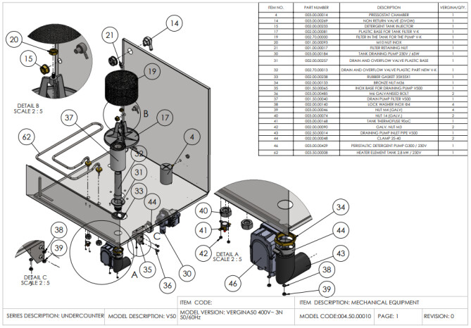 Horeca Parts - Geschirrspüler 50x50, manuell 400V, mit Spülmittelspender Hendi 233030 (Vergina 50)