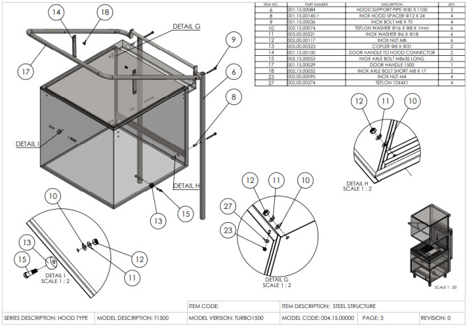 Horeca Parts - Hooded dishwasher, manual, with detergent dispenser Hendi 233061 (Turbo 1500)