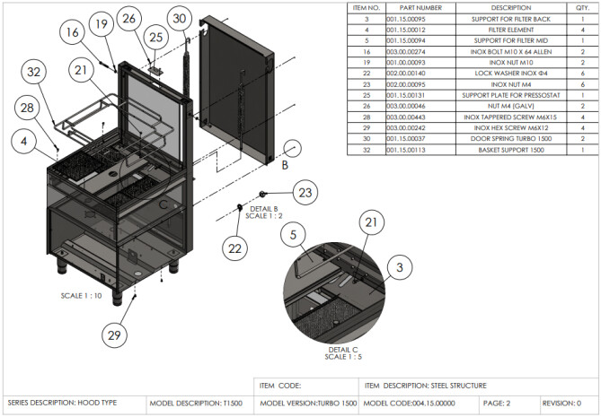 Horeca Parts - Haubengeschirrspüler, manuell, mit Spülmittelspender Hendi 233061 (Turbo 1500)