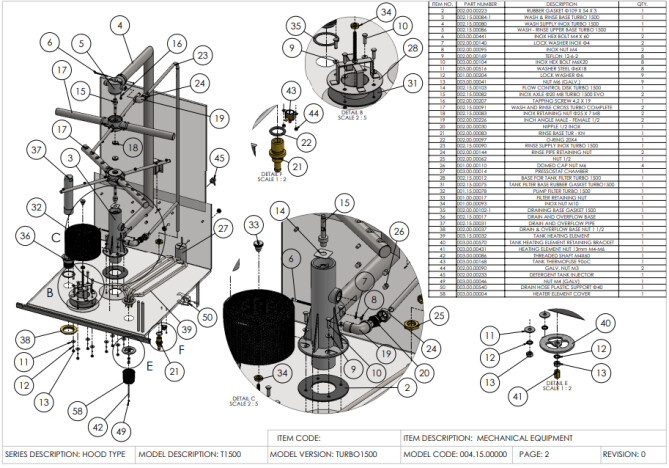 Horeca Parts - Hooded dishwasher, manual, with detergent dispenser Hendi 233061 (Turbo 1500)