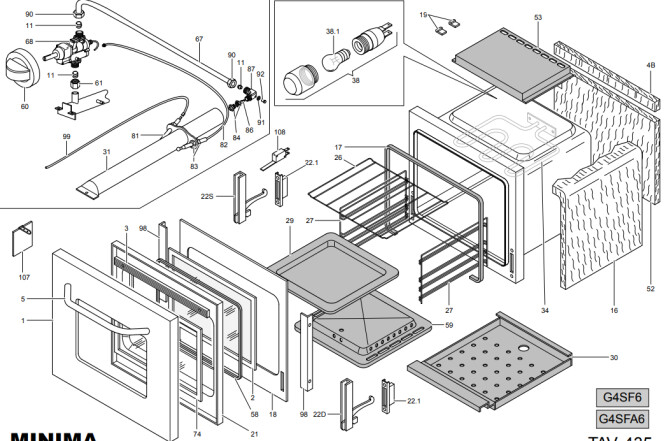 Horeca Parts - Plynový sporák MBM se statickou plynovou troubou M600 - G4SF6