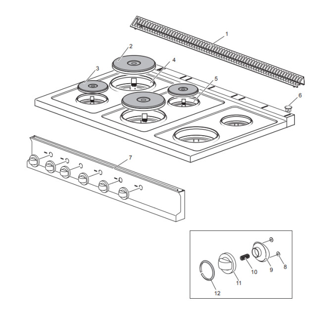 Horeca Parts - Elektroherd MBM 6 Kochfelder rund, mit offenem Untergestell, Linie Magistra 700- MG7E6A77