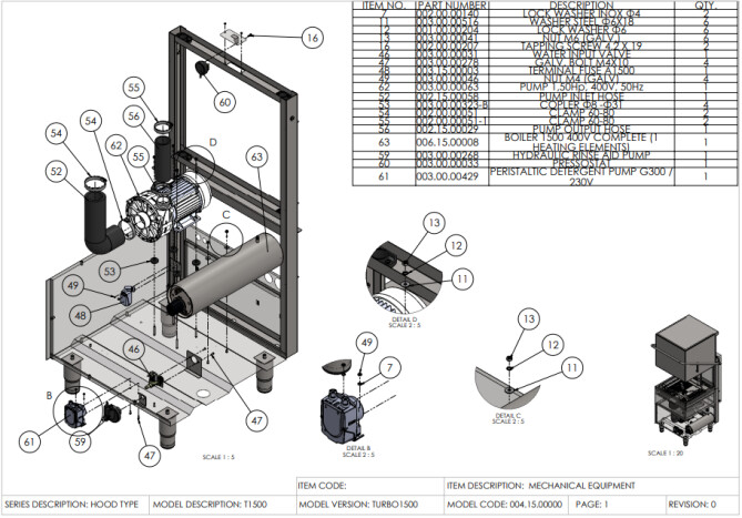 Horeca Parts - Zmywarka kapturowa do naczyń, manualna Revolution 231692 (Turbo 1500)