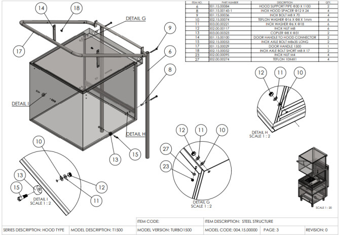 Horeca Parts - Myčka nádobí Revolution s kapotou, manuální 231692 (Turbo 1500)