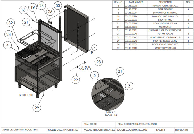 Horeca Parts - Hooded dishwasher, manual Revolution 231692 (Turbo 1500)