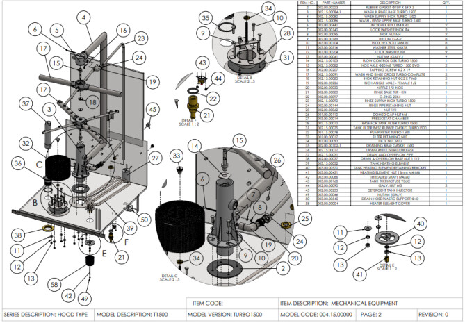 Horeca Parts - Hooded dishwasher, manual Revolution 231692 (Turbo 1500)