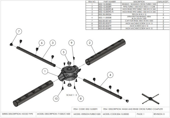 Horeca Parts - Hooded dishwasher, manual Revolution 231692 (Turbo 1500)