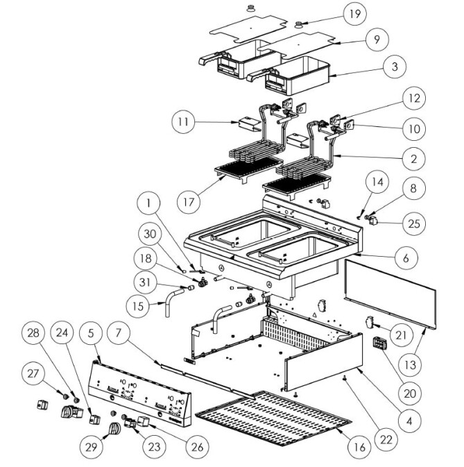 Horeca Parts - Elektrická fritéza, nastavitelná, Stalgast 9726000