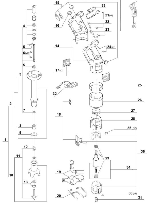 Horeca Parts - Mixer manual CMP 300 V.V. Stalgast (711300)