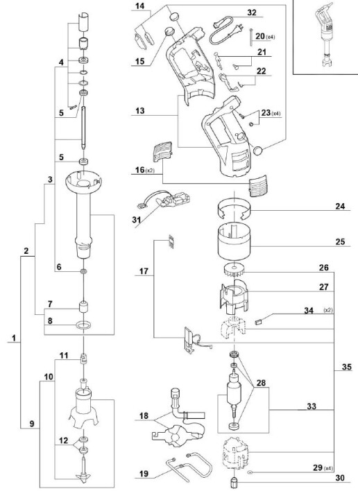 Horeca Parts - Robot Coupe MP350 Ultra V.V. hand mixer.