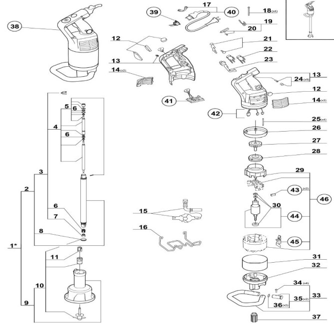 Horeca Parts - Ruční míchačka MP 800 Turbo 1 kW Stalgast (711800)