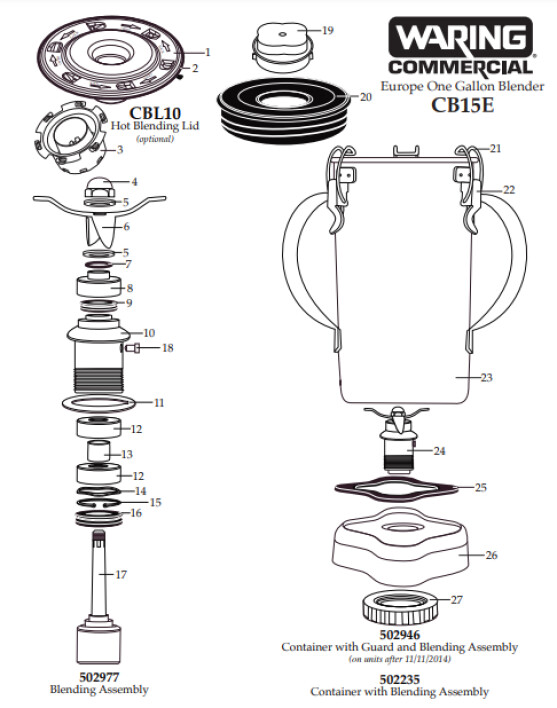 Horeca Parts - Blender Waring Commercial CB15E