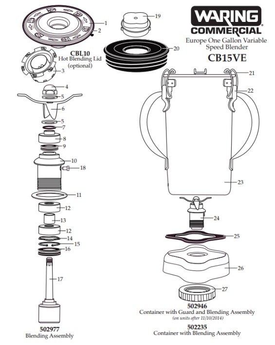 Horeca Parts - Блендер Waring Commercial CB15VE