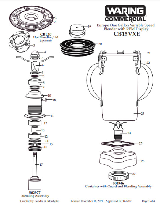 Horeca Parts - Blender Waring Commercial CB15VXE