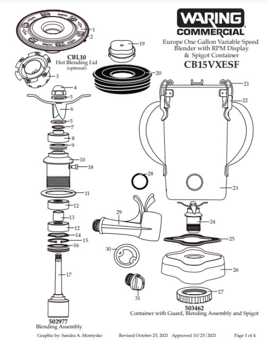 Horeca Parts - Блендер Waring Commercial CB15VXESF