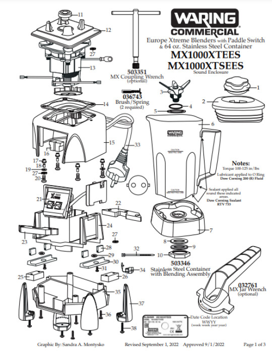 Horeca Parts - Mixér Waring Commercial MX1000XTXEE