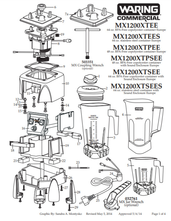 Horeca Parts - Блендер Waring Commercial MX1200XTE