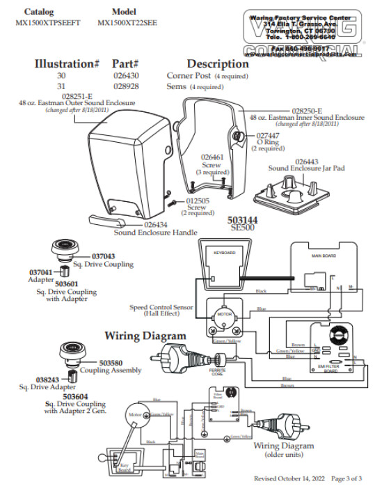 Horeca Parts - Blender Waring Commercial MX1500XTPSEEFT