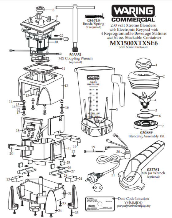 Horeca Parts - Blender Waring Commercial MX1500XTXSE6