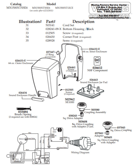 Horeca Parts - Blender Waring Commercial MX1500XTXSE6