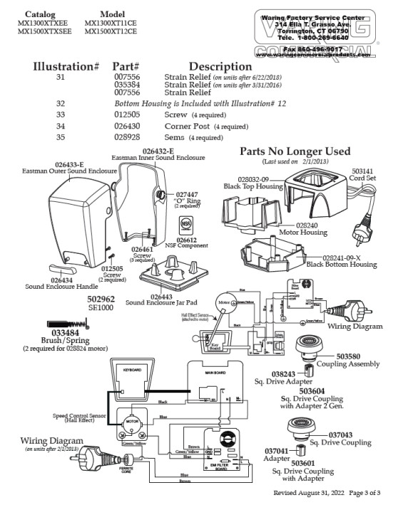 Horeca Parts - Blender Waring Commercial MX1500XTXSEE