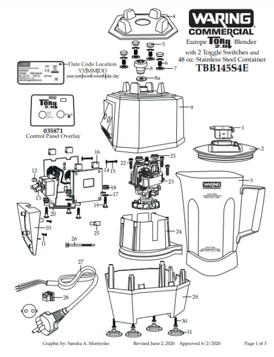 Horeca Parts - Waring Commercial Blender TBB145S4E